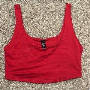 Red slim fitting crop top.
